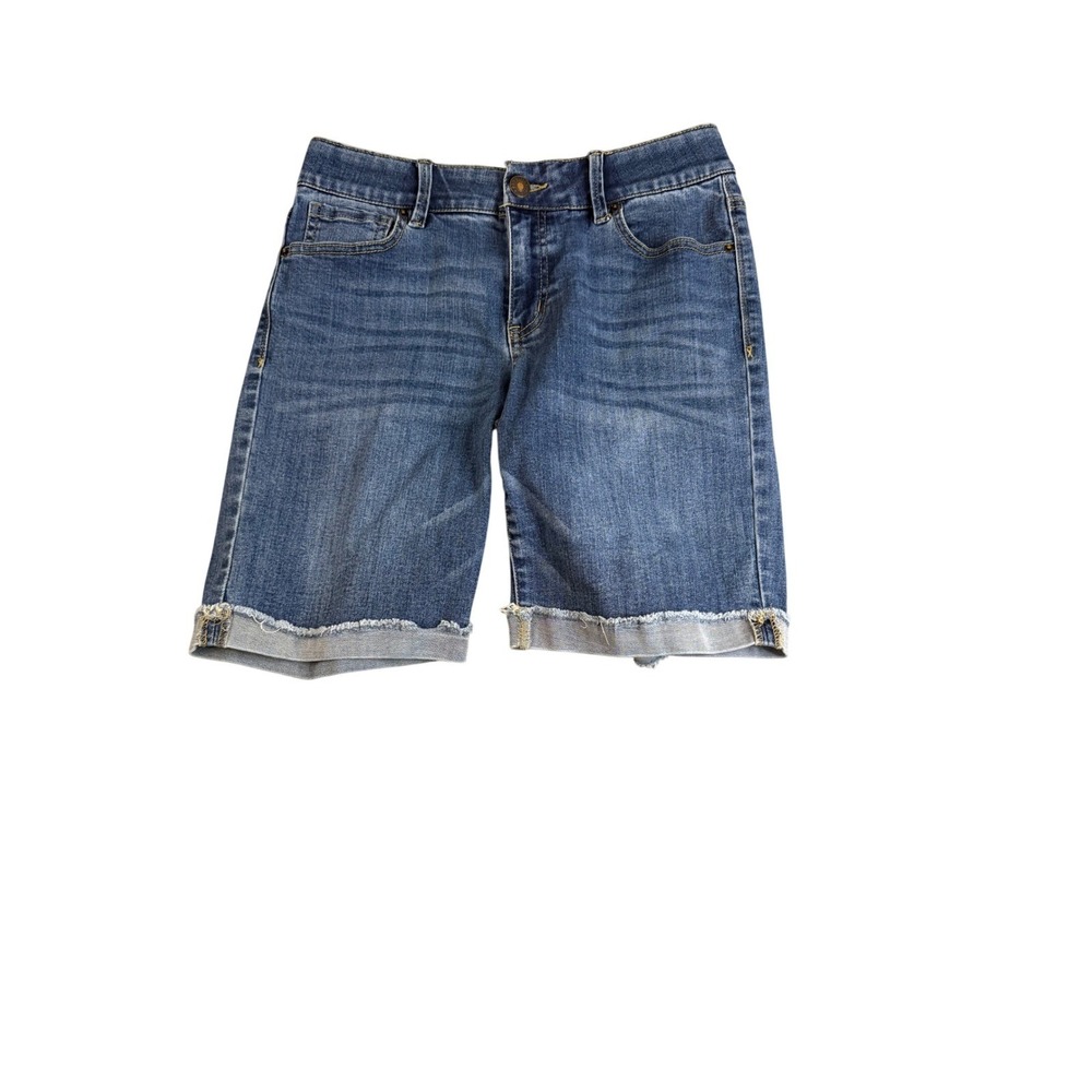 Red River Outfitters Womens Blue Denim Bermuda Shorts Size 6 Mid Rise Stretch